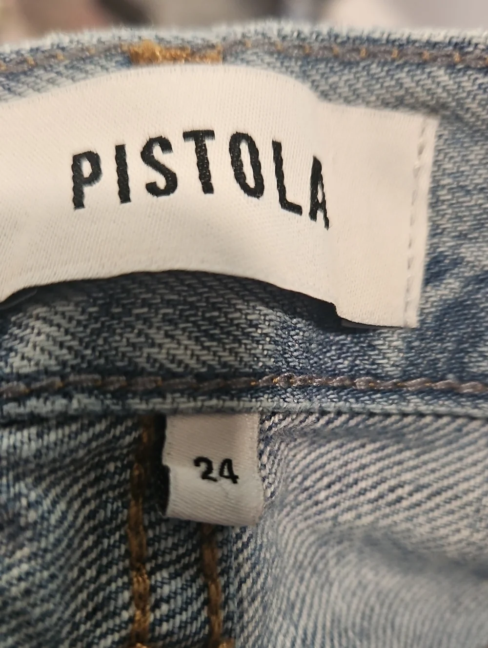 Pistola Presley High Rise Relaxed Roller Jeans.  Light Wash.  Very Distressed.